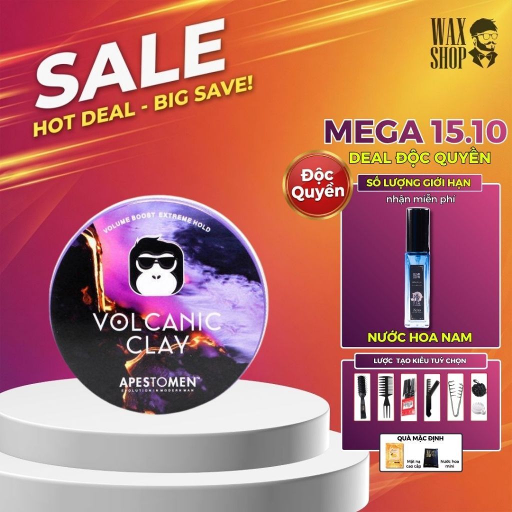 [TOP 1 BÁN CHẠY] Sáp vuốt tóc nam Volcanic Clay Apestomen chính hãng gel, wax giữ nếp tóc