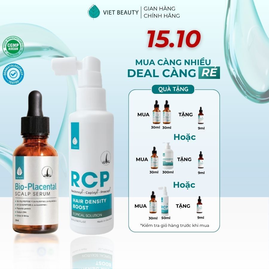 [Bio+RCP] Combo serum dưỡng nang + xịt mọc tóc RCP Việt Beauty hỗ trợ mọc tóc