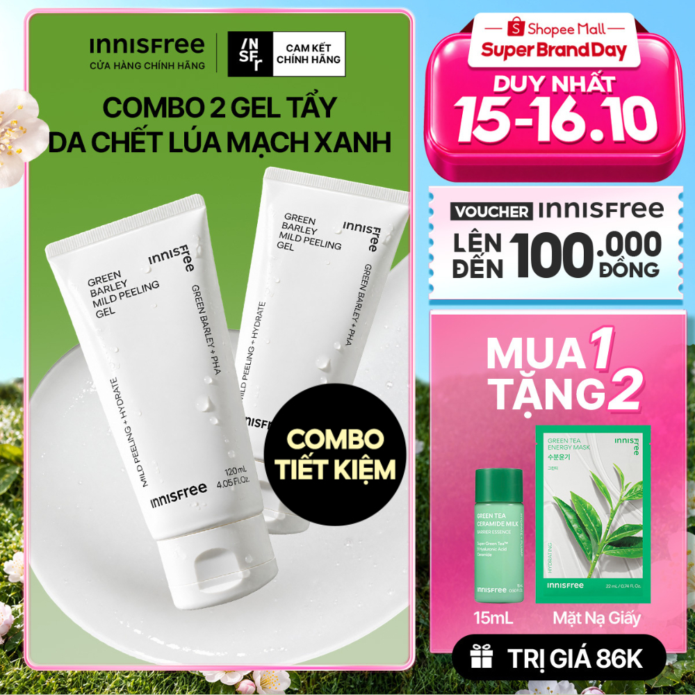 Gel tẩy tế bào da chết từ lúa mạch xanh innisfree Green Barley Mild Peeling Gel 120ml