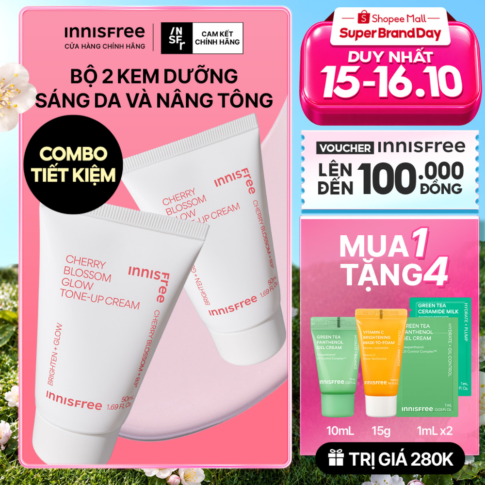 Kem nâng tông, dưỡng sáng làm đều màu da từ hoa anh đào INNISFREE Cherry Blossom Tone Up Cream 50ml