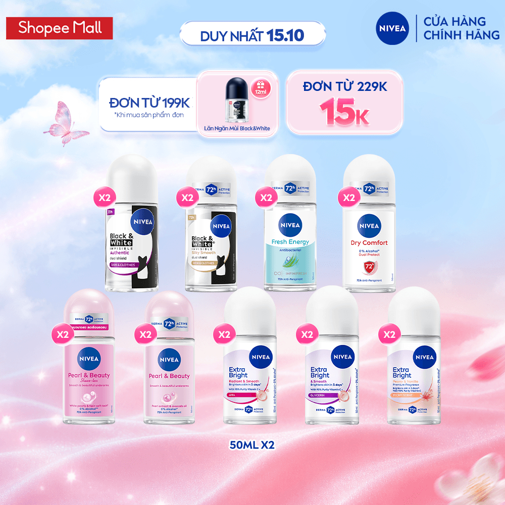 Combo 2 Khử Mùi NIVEA Dành Cho Nữ 50ml - Dưỡng Sáng/ Mờ Thâm/ Chống Ố Vàng Áo - Ngăn Mùi Đến 72H 81644/83747/83735/91816