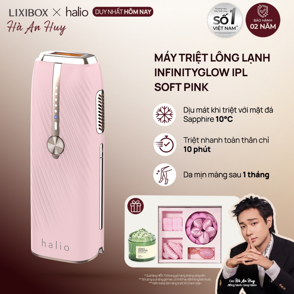 Máy Triệt Lông Lạnh Sapphire Halio InfinityGlow IPL Sapphire Cooling Hair Removal Kèm Set Gift - Soft Pink