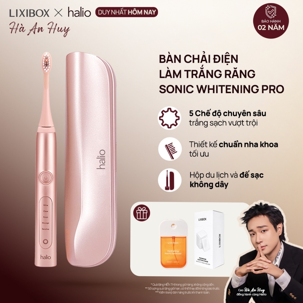 Bàn Chải Điện Làm Trắng Răng Halio Sonic Whitening Electric Toothbrush PRO Kèm Hộp Đựng