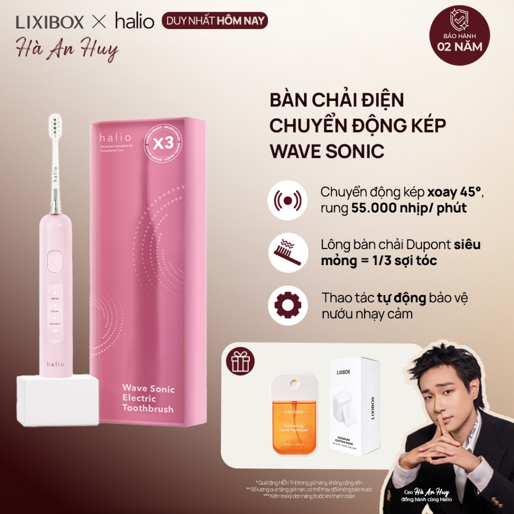 Bàn Chải Điện Tích Hợp Công Nghệ Chuyển Động Kép Halio Wave Sonic Electric Toothbrush