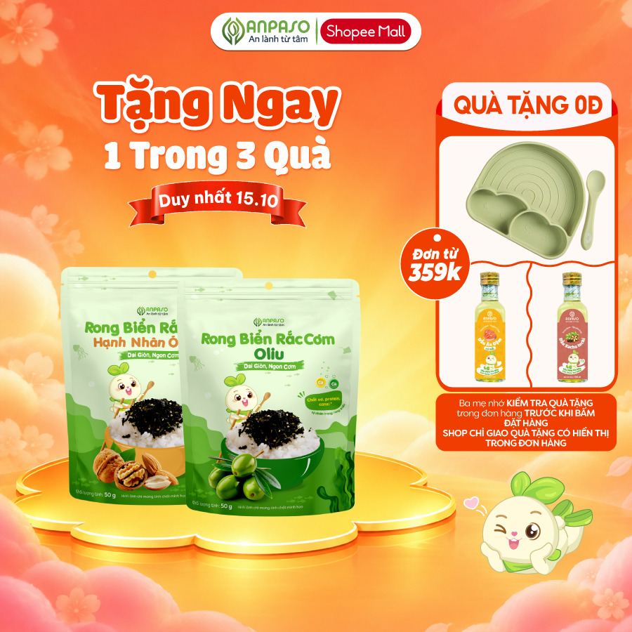Rong Biển Rắc Cơm Anpaso 50g - Thành Phần Từ Rong Biển Khô Chứa Chất Xơ, Protein và Canxi Vị Oliu, Hạnh Nhân Óc Chó