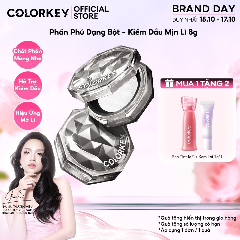 Phấn Phủ Bột Colorkey Kiềm Dầu 8g - Không Bị Flashback, Hạt Phấn Siêu Mịn, Mờ Lỗ Chân Lông, Lâu Trôi