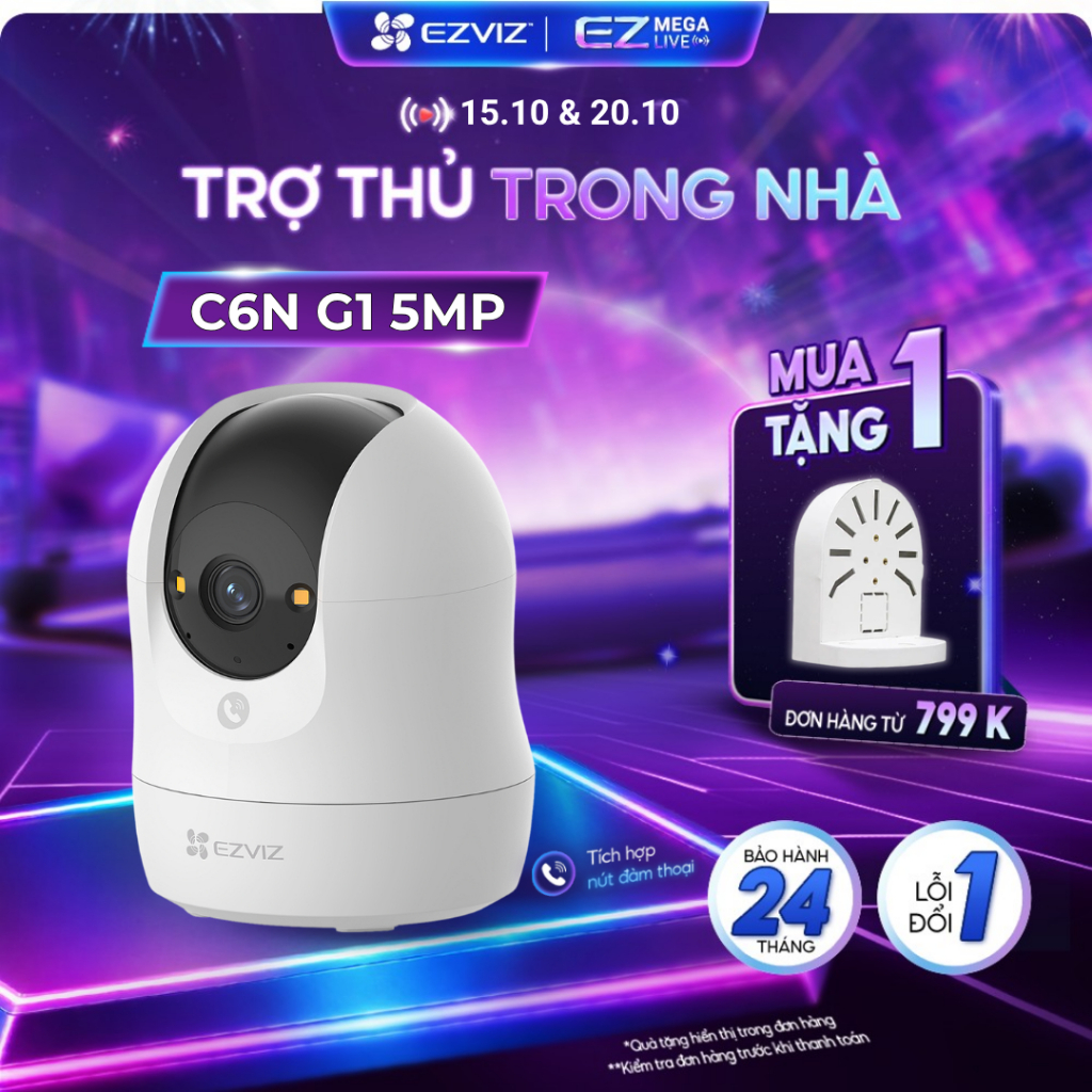 Camera WIFI EZVIZ C6N G1 5MP 3K - Góc siêu rộng, Nhận Diện Người, True, Chạm Gọi Nhanh, Đàm thoại hai chiều