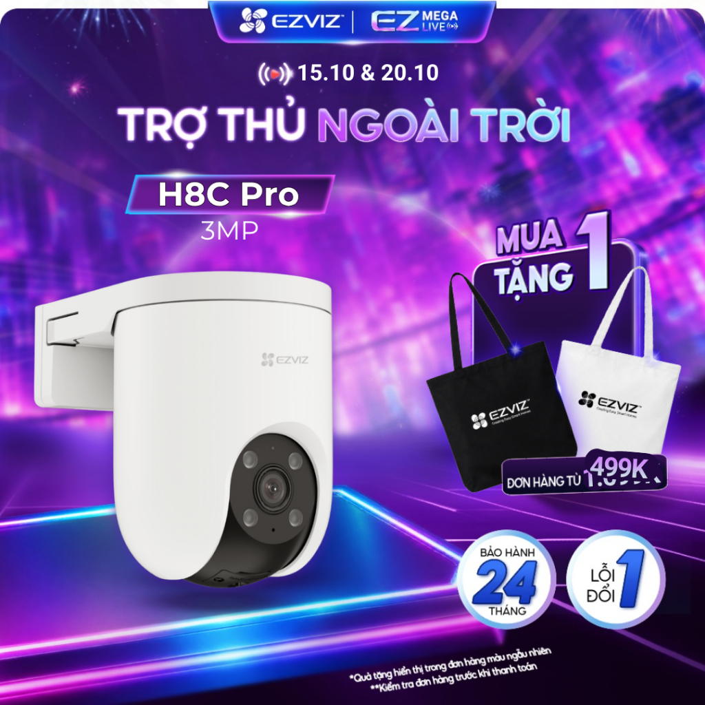 Camera WIFI EZVIZ H8C Pro 3MP / 5MP, Quay Ngoài Trời 360 Độ, Đàm Thoại, Nén H265, Ghi Hình Màu