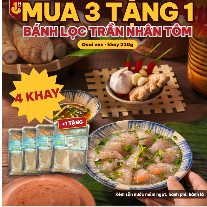 Bánh Bột Lọc Huế Chính Gốc Huế, Ngon đậm đà, Đặc Sản Huế - Thùng 3 túi(10c/túi) Hue One Food | BigBuy360 - bigbuy360.vn
