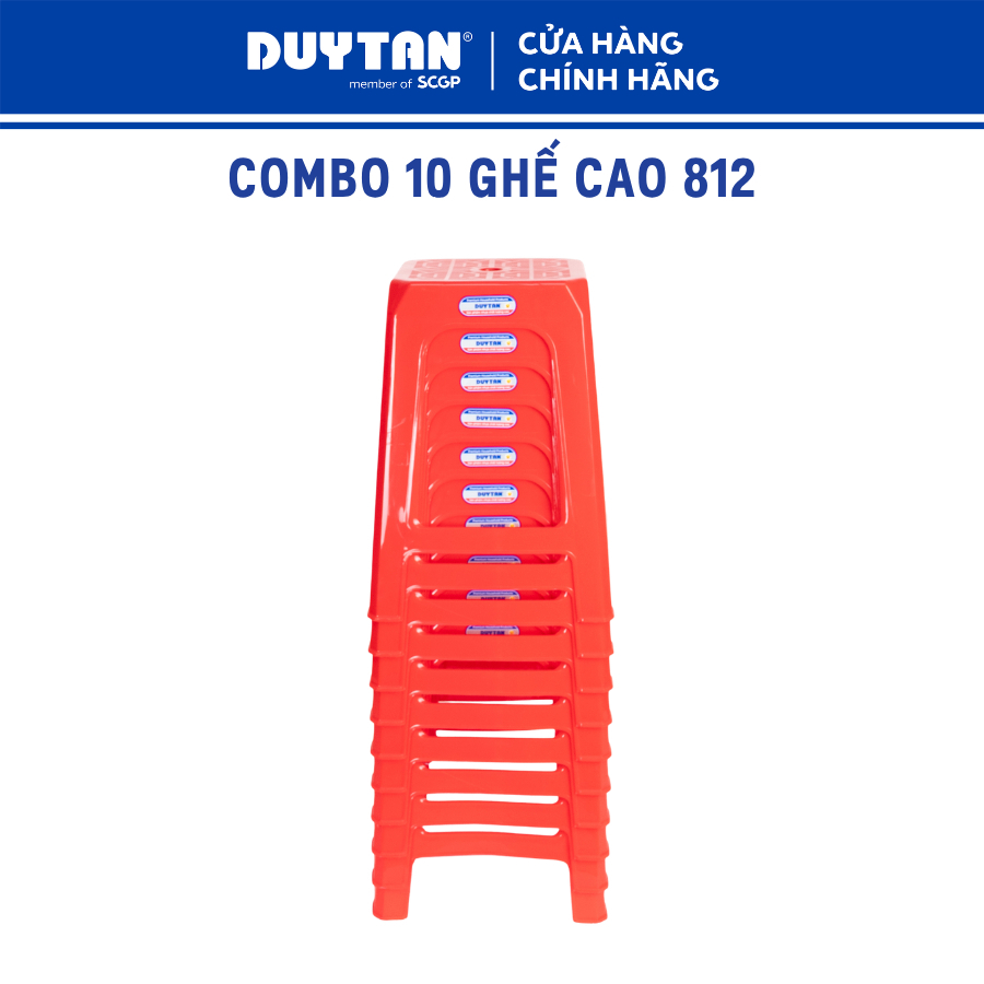 Combo 10 Ghế Cao 812 DUY TÂN – Ghế Nhựa PP, Bền Đẹp, Tiện Dụng