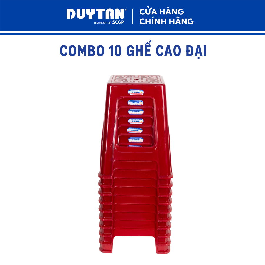 Combo 10 Ghế Cao Đại DUY TÂN – Ghế Nhựa PP, Chắc Chắn, Tiện Dụng