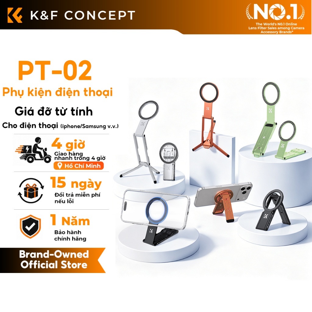 K&F CONCEPT PT02 Giá đỡ điện thoại từ tính Chân Tripod Mini Từ Tính MagSafe Xoay 360° Có Thể Gập Lại