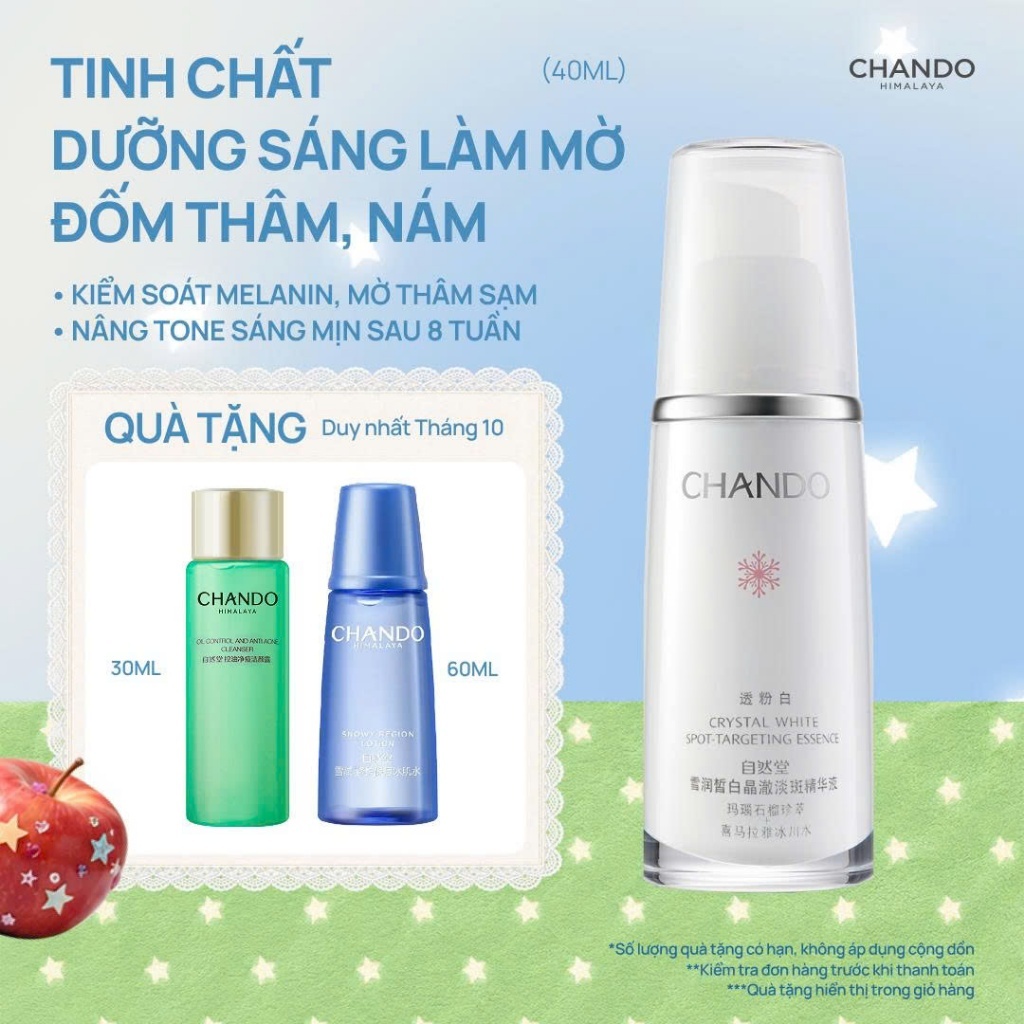 [Mua 1 tặng 2]Tinh Chất Mờ Thâm Nám Hỗ trợ Dưỡng trắng CHANDO Himalaya 40ml Chứa Vitamin C Hàng Chính Hãng