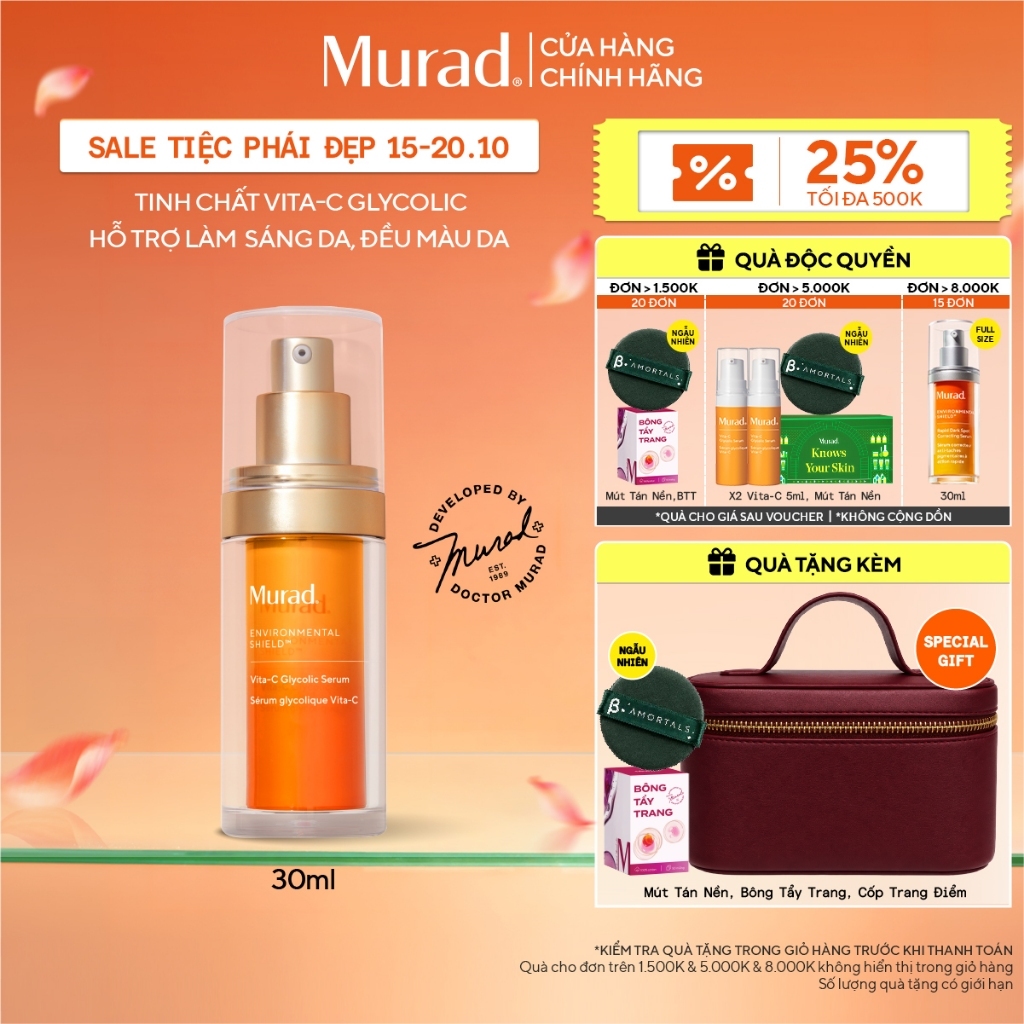 Tinh chất hỗ trợ sáng da, làm đều màu da Murad Vita-C Glycolic Serum 30ml