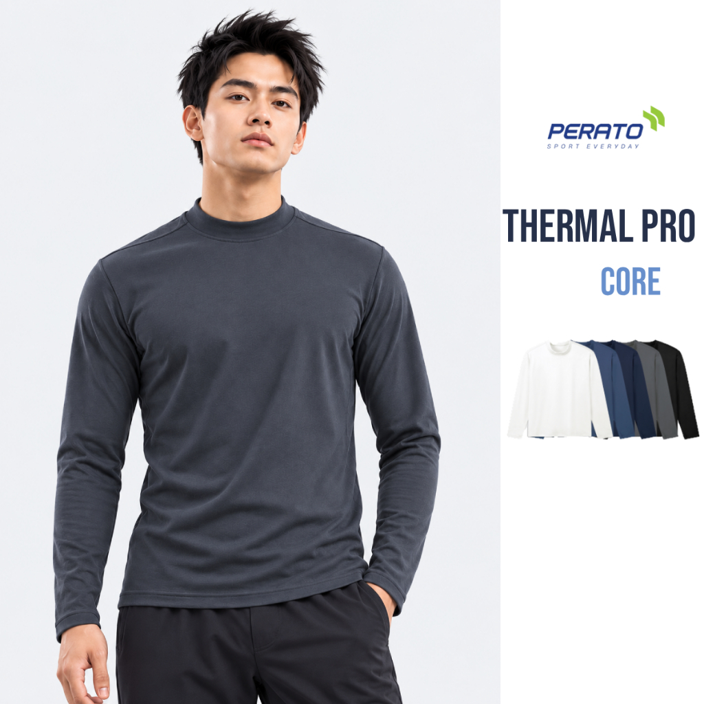 [NEW] Áo Giữ Nhiệt THERMAL PRO Nam PERATO Giữ Ấm Cổ 3 Phân Siêu Co Giãn T0GNW6M031