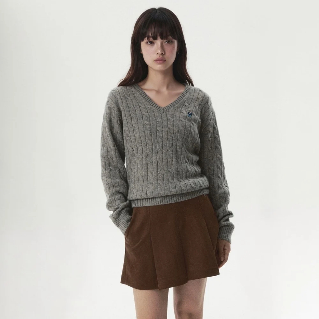 Áo Len WHO.A.U Steve Cable V-neck Pullover_WHKAGB922F