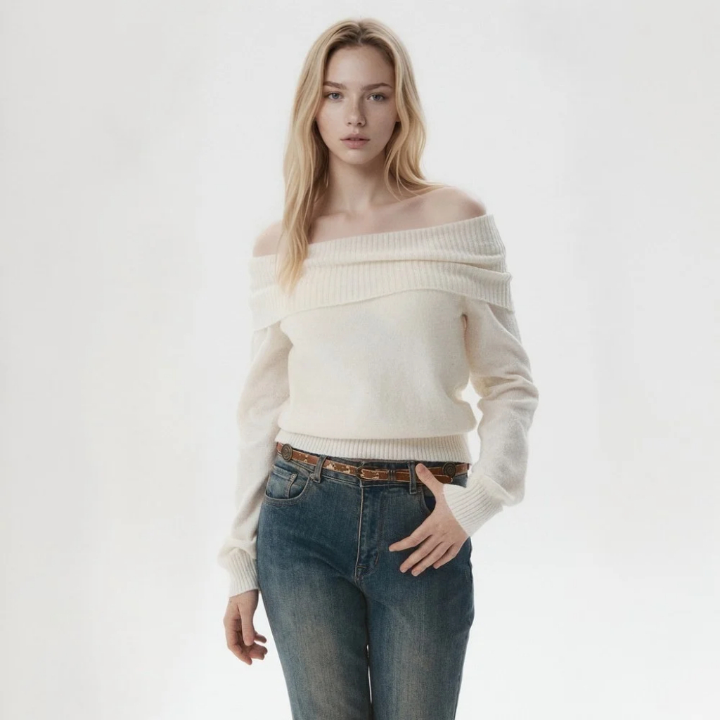 Áo Len Trễ Vai WHO.A.U Folded Off-Shoulder Pullover_WHKAGB937F