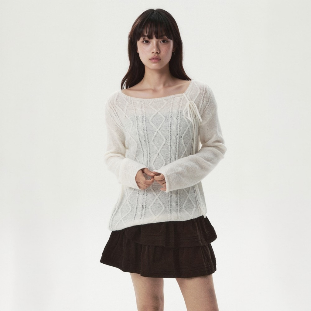 Áo Len WHO.A.U Aran Cable Loose Fit Pullover_WHKAGB939F
