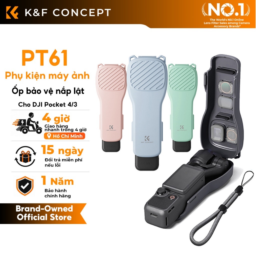 K&F CONCEPT PT61 Ốp bảo vệ nắp lật cho DJI OSMO Pocket 3/4 có khe chứa kính lọc Chống Xước