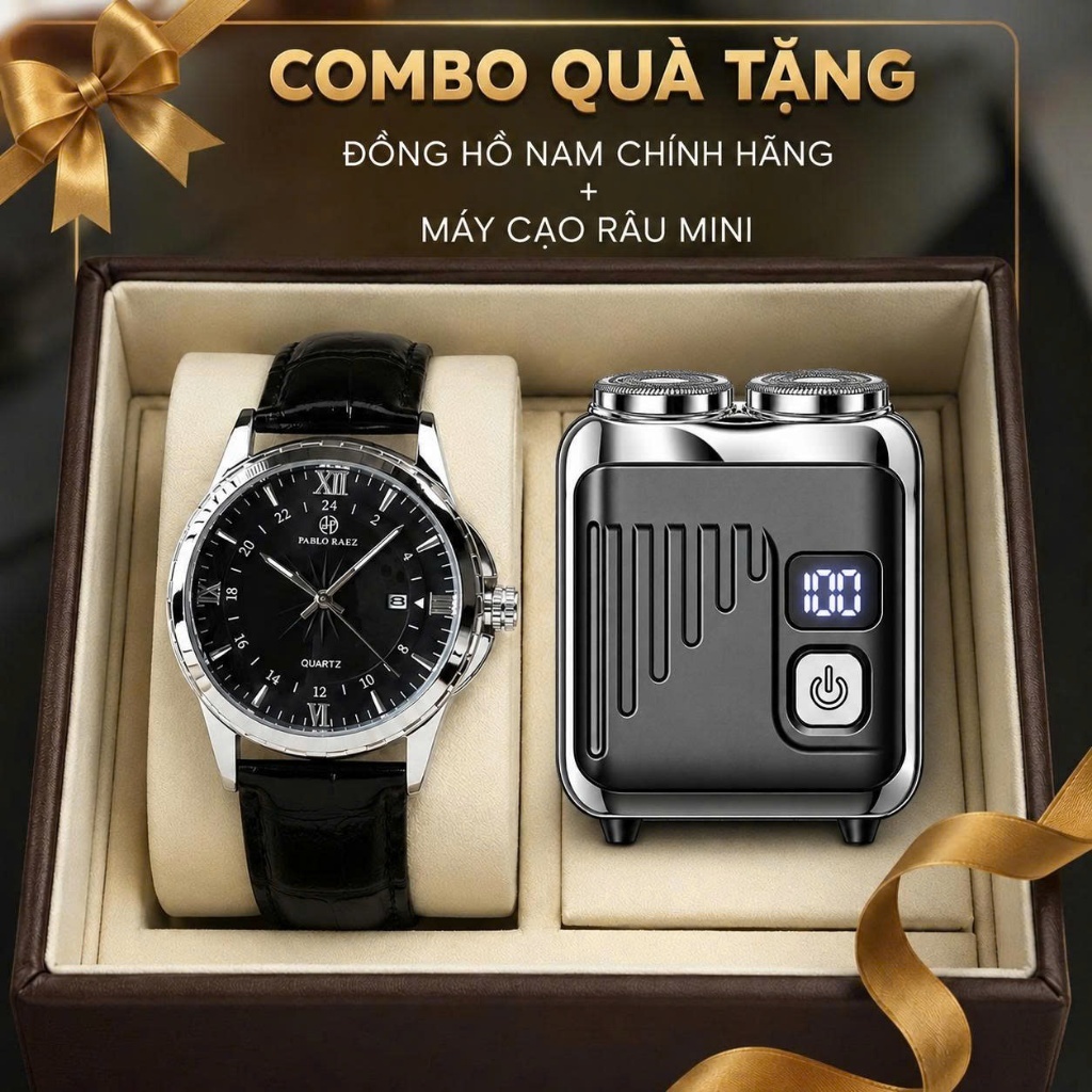 Combo quà tặng hạnh phúc đồng hồ nam Pablo Raez U850 và Máy cạo râu mini sang trọng - ảnh khác