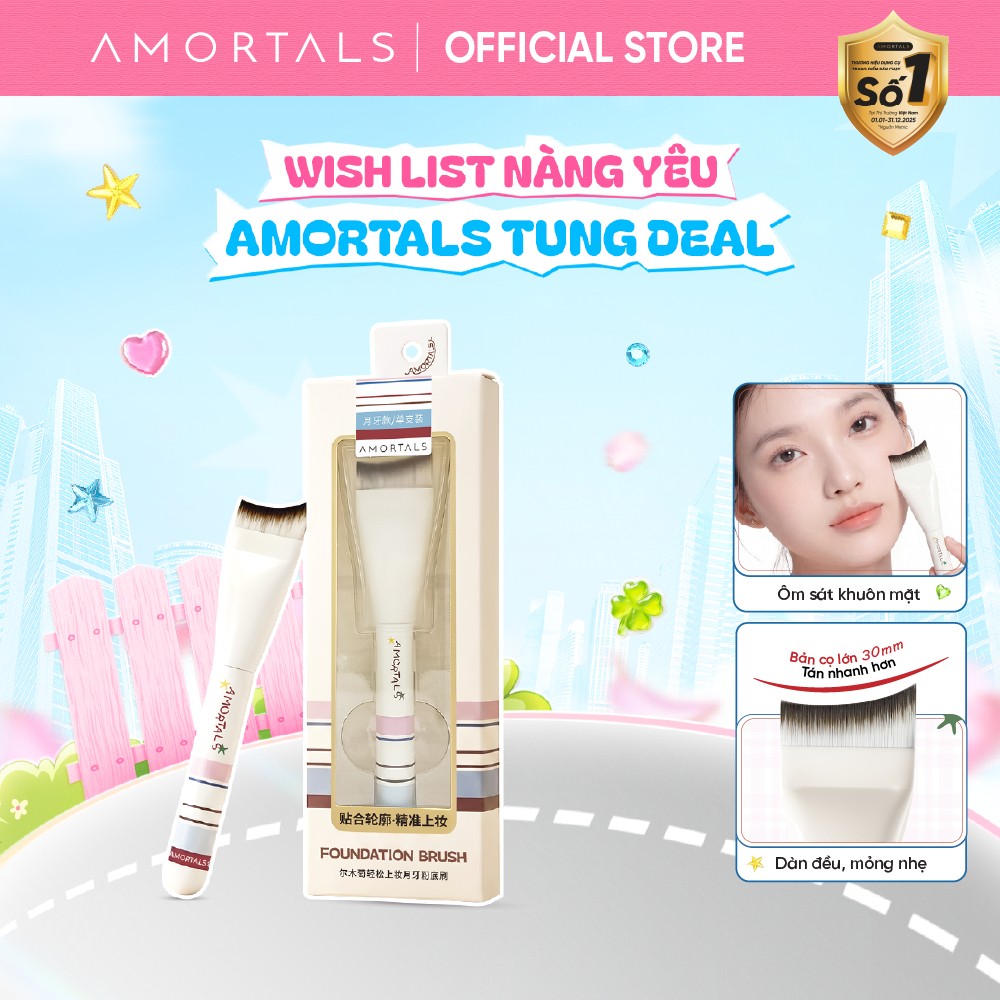 Cọ Tán Nền Amortals Hình Lưỡi Liềm - Đầu Cọ Siêu Mảnh 0.1mm, Dàn Nền Siêu Mịn, Cọ Trang Điểm Nền Cho Người Mới