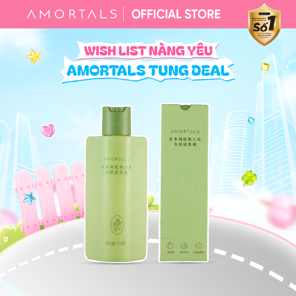 Nước Vệ Sinh Dụng Cụ Trang Điểm AMORTALS Làm Sạch Nhanh, Dịu Nhẹ, Khử Khuẩn Hiệu Quả Cho Dụng Cụ Makeup