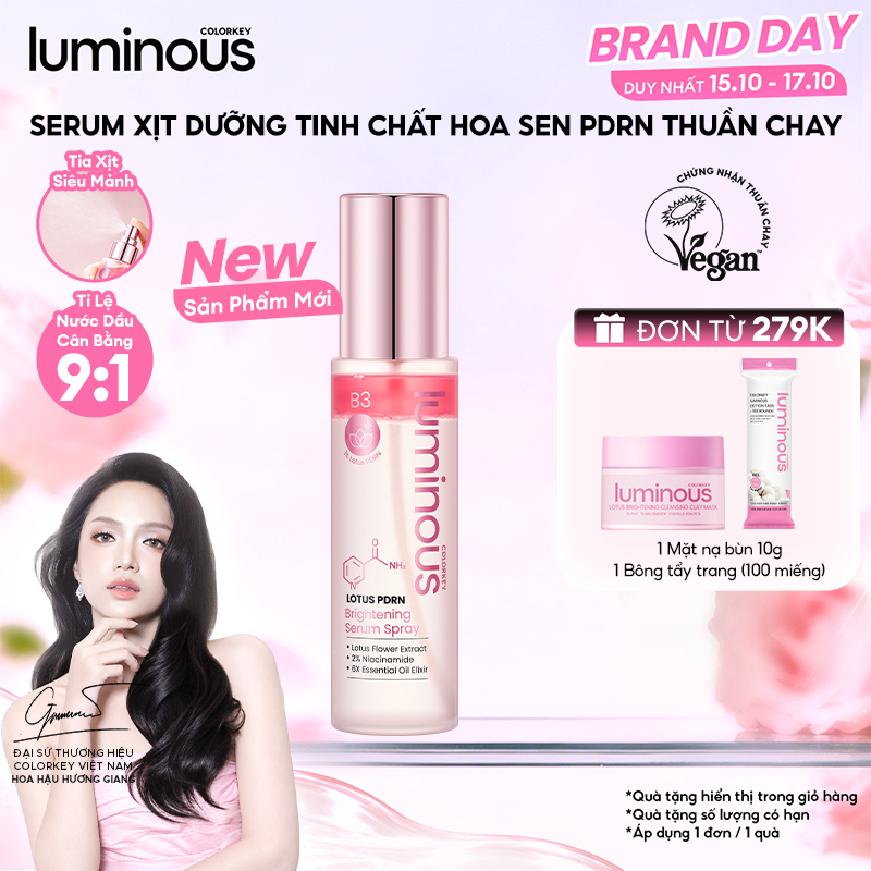 Xịt Dưỡng Colorkey Luminous Chiết Xuất Tinh Chất Hoa Sen PDRN| Hỗ Trợ Cấp Ẩm Sáng Da 100ml