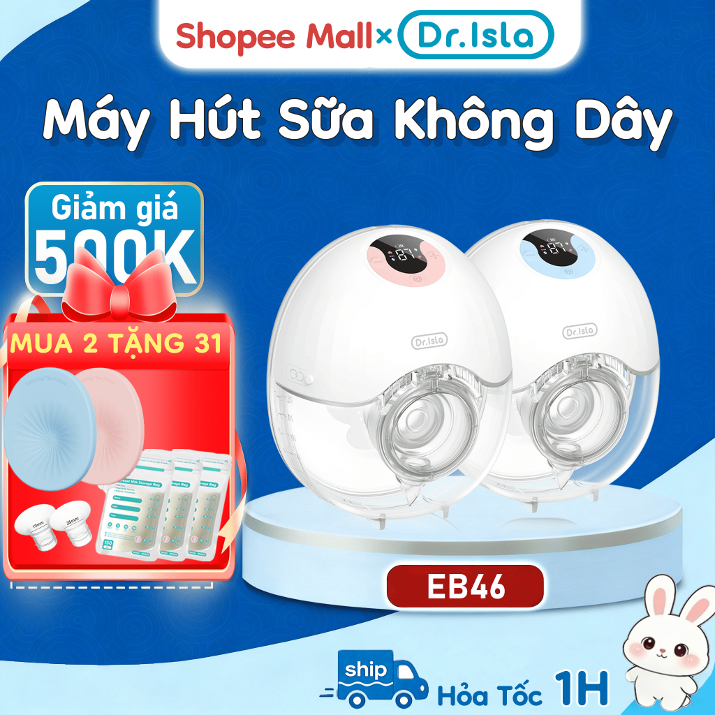 Máy Hút Sữa không dây Dr.isla EB46 dung tích lớn 210ml, thiết kế đeo được, Máy Hút Sữa Cho Mẹ