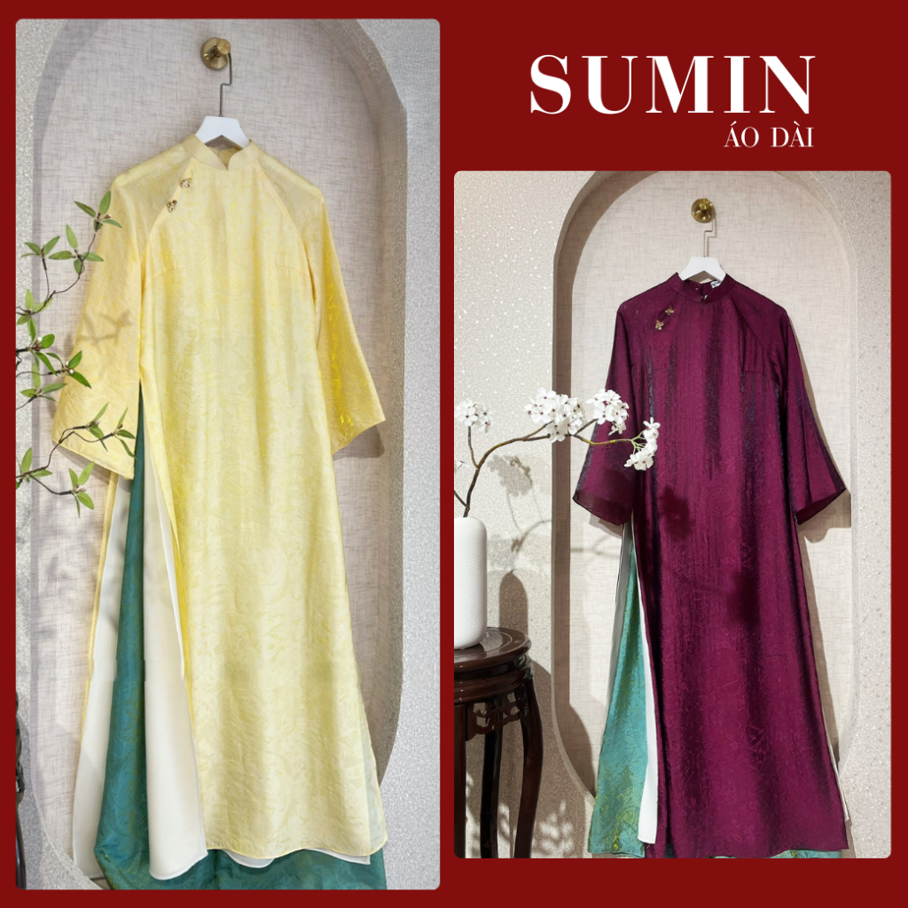 Áo dài Tết cách tân 4 tà tơ tằm ánh kim hottrend phù hợp mặc dịp Lễ, Tết, Dự Tiệc, Sự Kiện_Áo Dài SUMIN