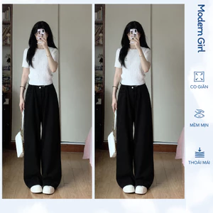 Quần Jean Bò Ống Rộng Cạp Cao, Quần Jean Ống Rộng Modern Girls Hack Dáng Hottrend