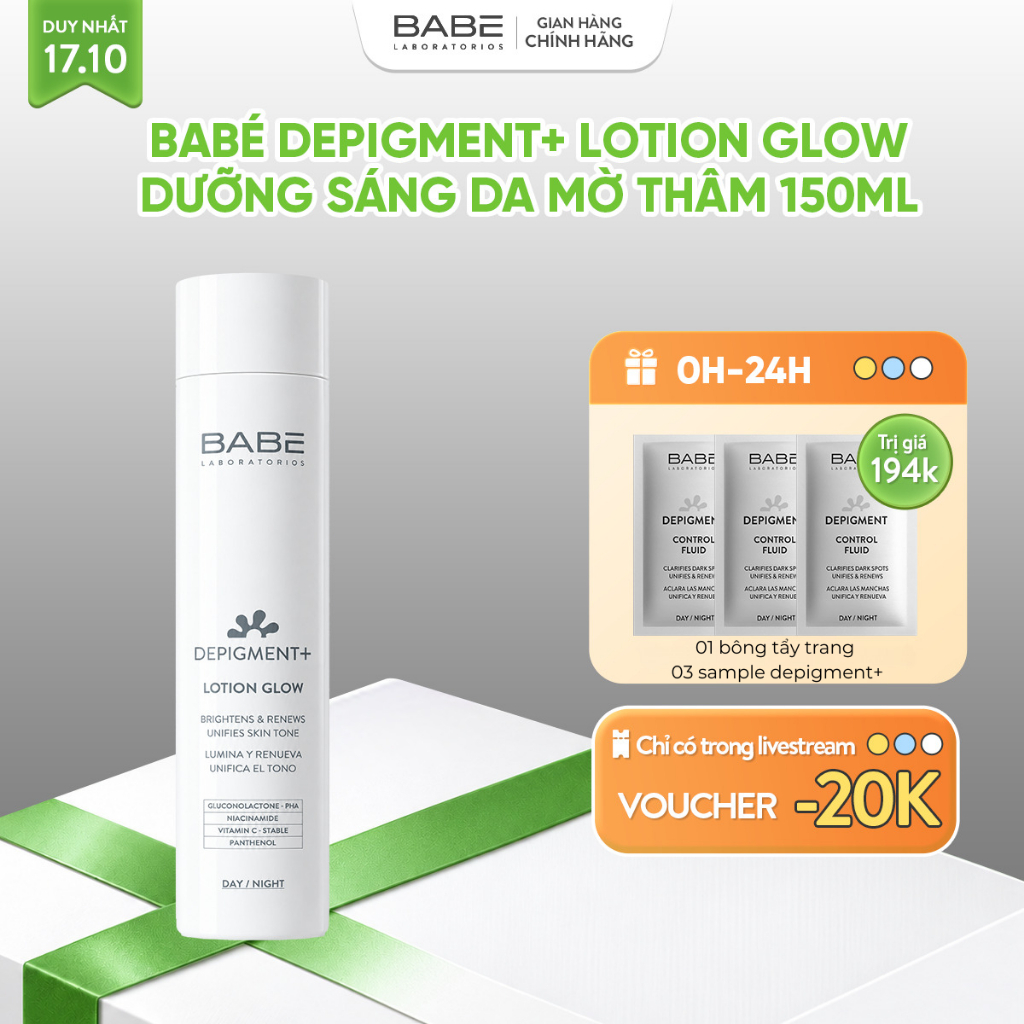 Lotion Dưỡng Sáng Và Làm Mờ Vết Thâm BABE DEPIGMENT+ Lotion Glow Chai 150ml