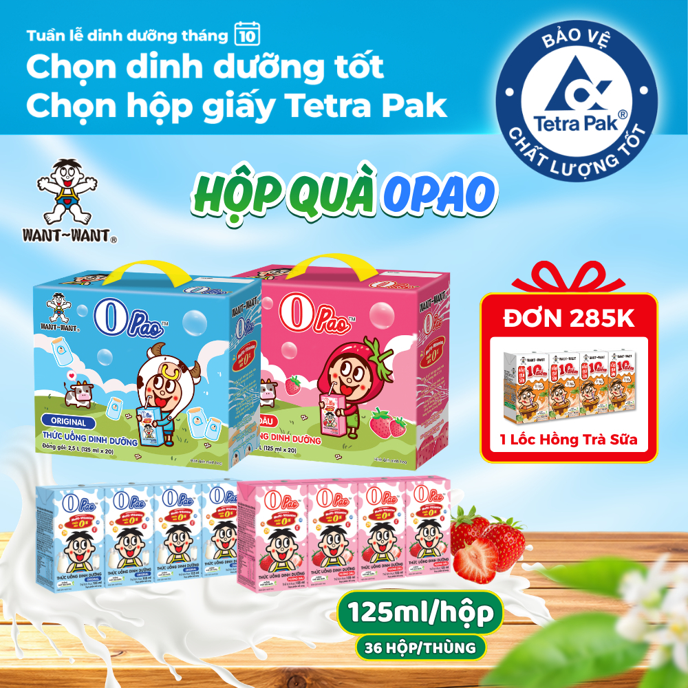 Hộp Quà Thức Uống Dinh Dưỡng Opao WantWant 125mlx20 Hộp, Nhiều Vị, Thực Phầm Bổ Sung Cho Bé