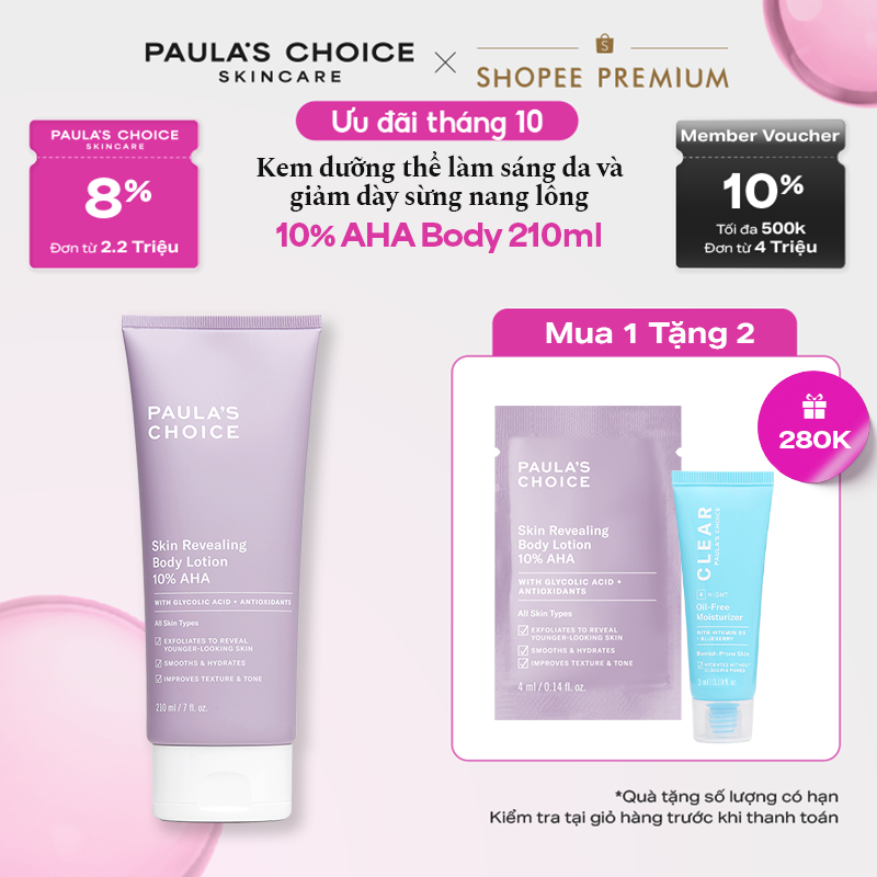 Kem dưỡng thể làm sáng da và làm đều màu da Paula's Choice Skin Revealing Body Lotion 10% AHA 210ml 5900