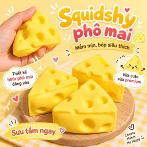 🧚🏻‍♀️Ganten🧚🏻‍♀️Squidshy Mochi Chees Phô Mai Bóp Thư Giãn - Đồ Chơi Squishy phô Mai Bóp Giải Stress