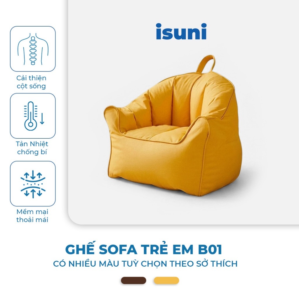 Ghế Sofa Mini Cho Bé ISUNI B01, Ghế Ngồi Đọc Sách Thư Giãn, Đệm Êm Ái, Có Tựa Lưng Và Tay Vịn, Đệm Hạt Xốp EPS Êm Ái