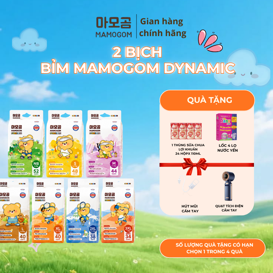 [COMBO 2] Tã bỉm Mamogom Dynamic Đủ Size mềm mại thấm hút tốt cho bé