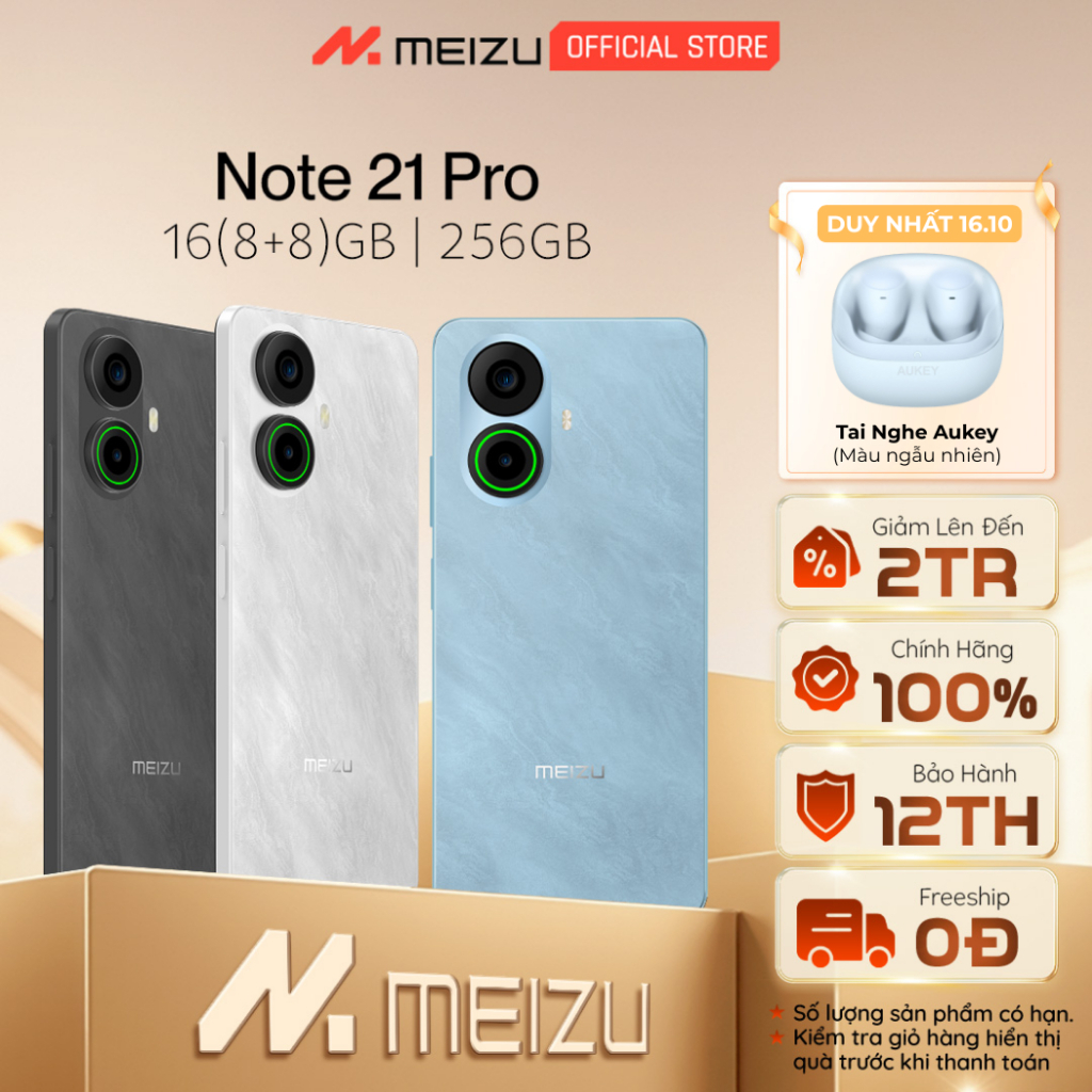 [GIÁ ƯU ĐÃI] Điện Thoại Meizu Note 21 Pro NFC 16(8+8)GB/256GB | Helio G99 | 6.78" 120Hz FHD+ | Chính hãng