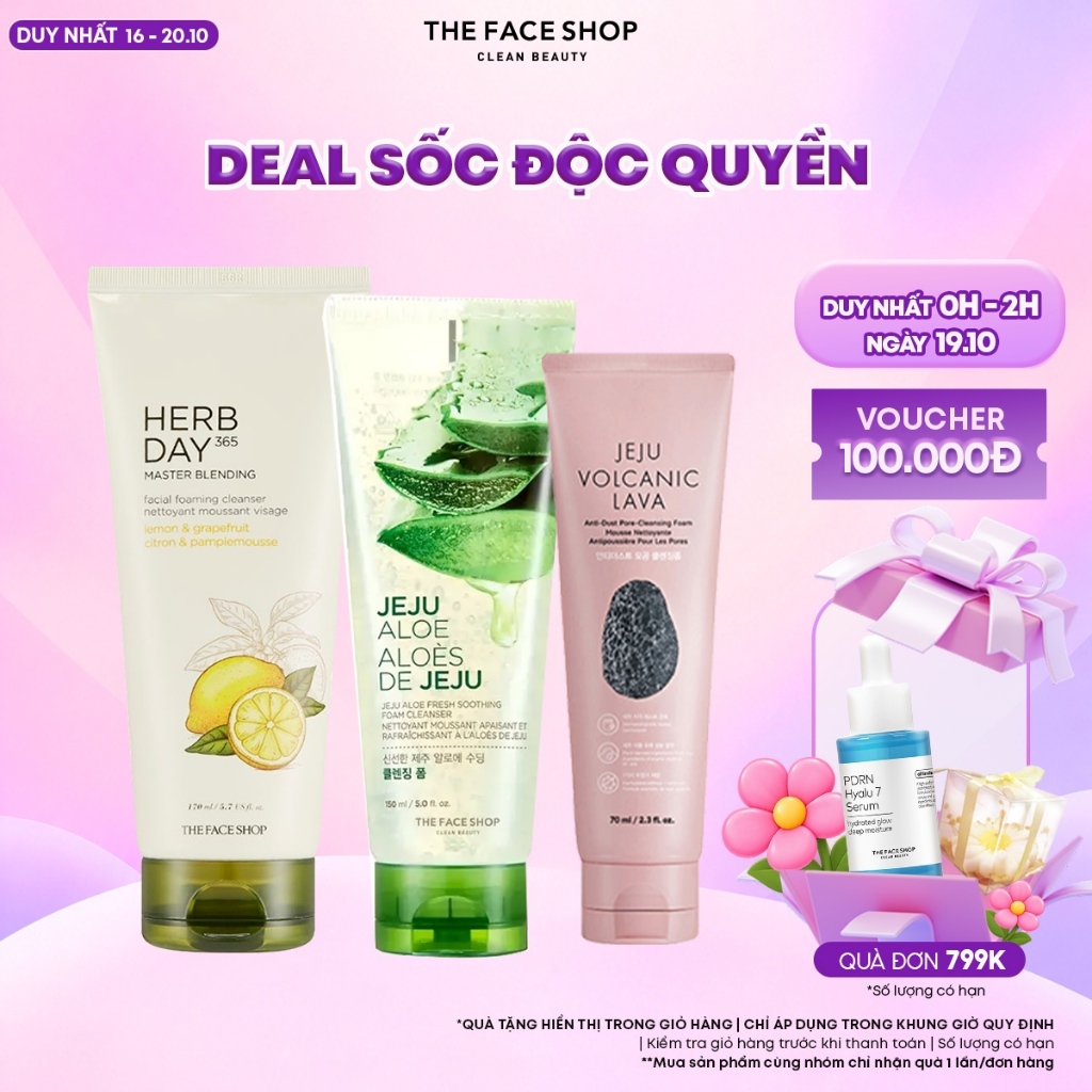 [FS]Combo 3 Sữa Rửa Mặt THE FACE SHOP Dành Cho Mọi Loại Da (mix nhiều loại)