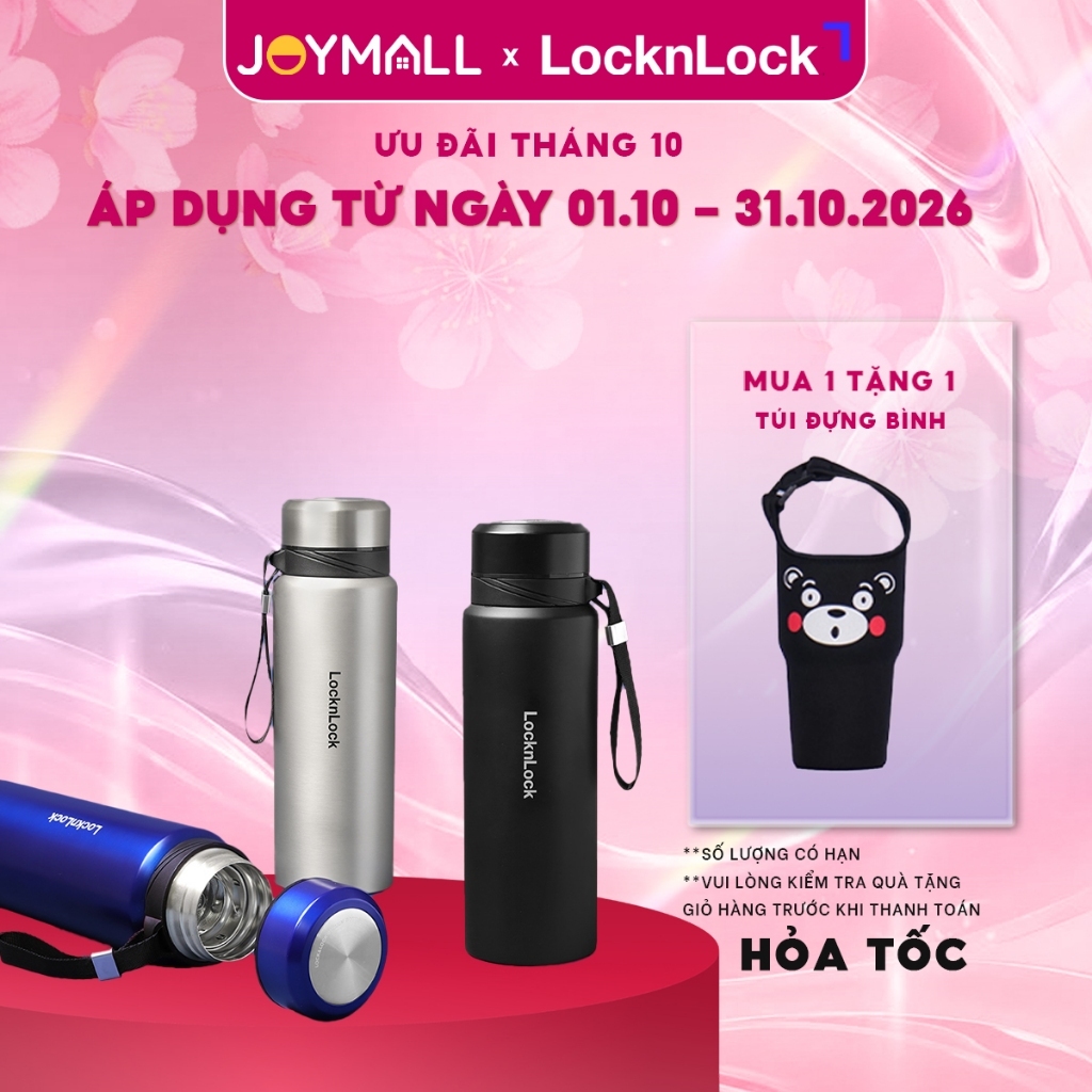 Bình giữ nhiệt LocknLock 800ml LHC6180 Vacuum Bottle, Có Khay Lưới Lọc Trà, Hàng chính hãng - JoyMall
