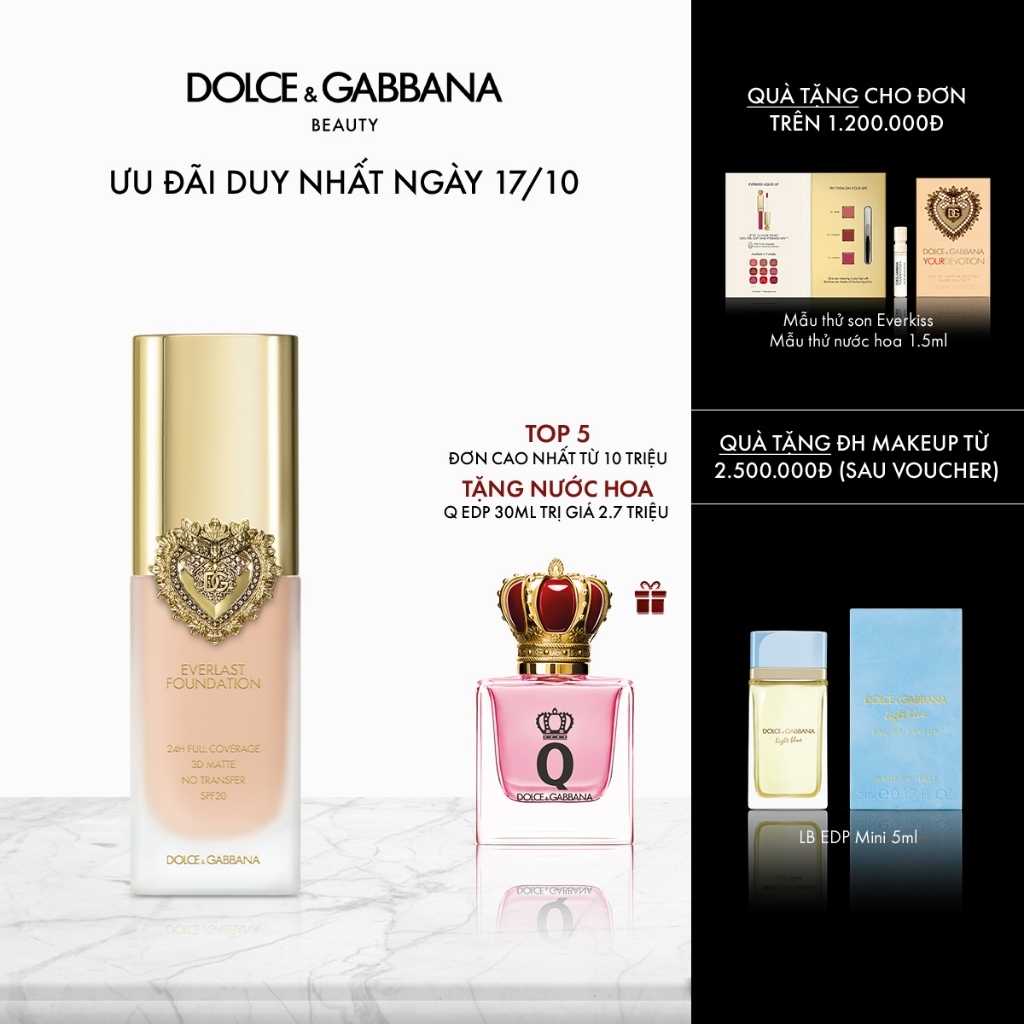 [CHÍNH HÃNG] Kem Nền Trang Điểm Dolce&Gabbana Everlast Foundation SPF20 PA+++ 27ml