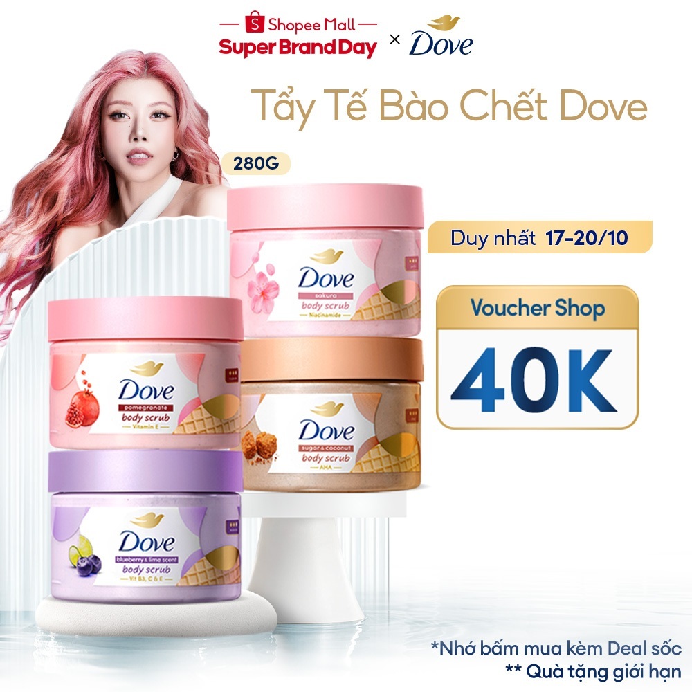 [CHÍNH HÃNG ĐỘC QUYỀN] Tẩy Tế Bào Chết Body Dove Chăm Da Sáng Mịn 280G