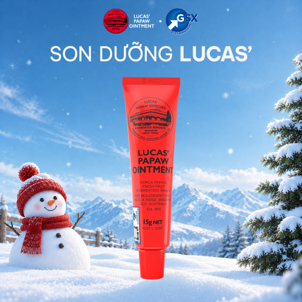 Son Dưỡng Mùa Đông  Đu Đủ Lucas Papaw Úc 115 Năm - Dưỡng Môi Mềm Mịn, Giảm Khô Nứt Môi & Gót Tay Chân