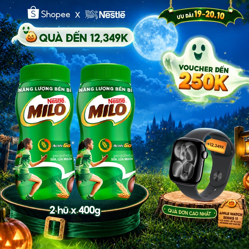 Combo 2 hũ thức uống lúa mạch Nestlé® Milo® nguyên chất 400g (hũ nhựa)