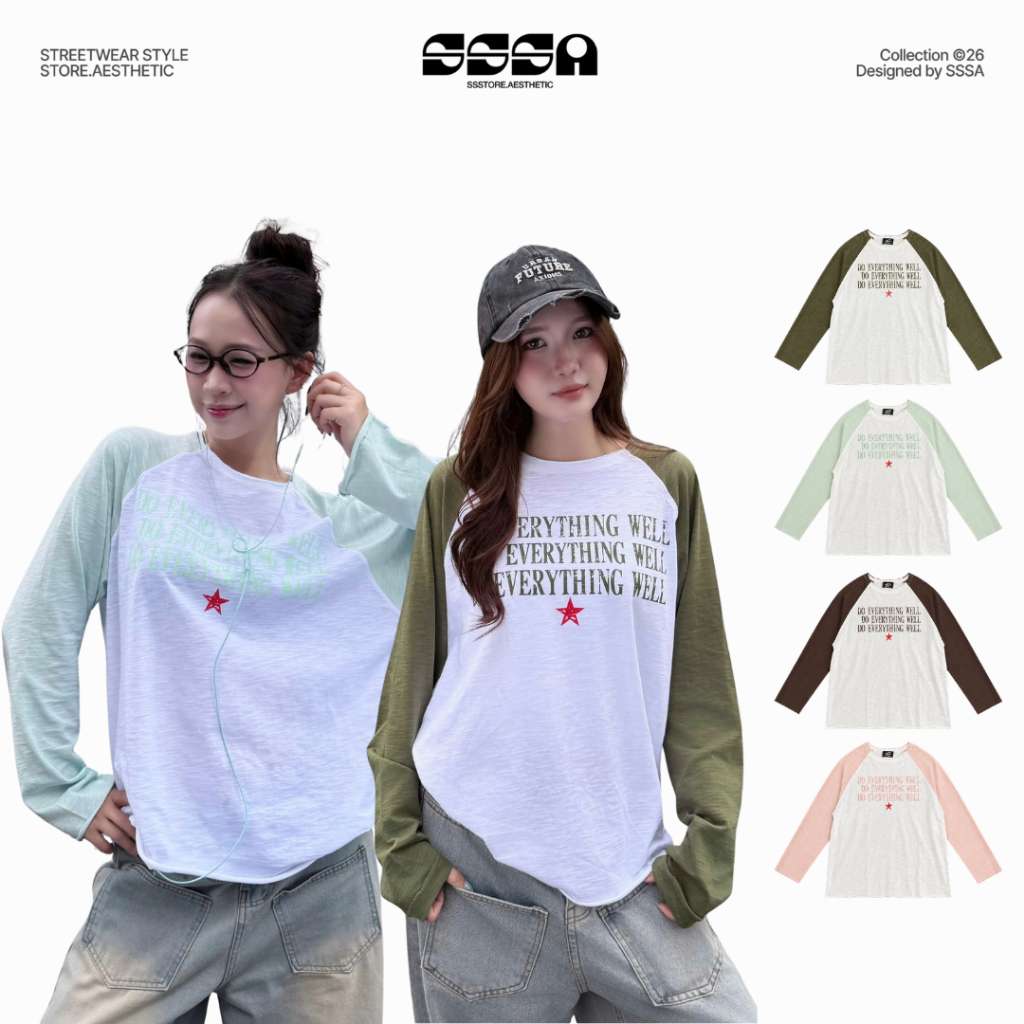 Áo Thun Tay Dài Raglan Everything Well Chất Vải Thun Xước Form Unisex Nam Nữ SSSTORE.Aesthetic TEE 13