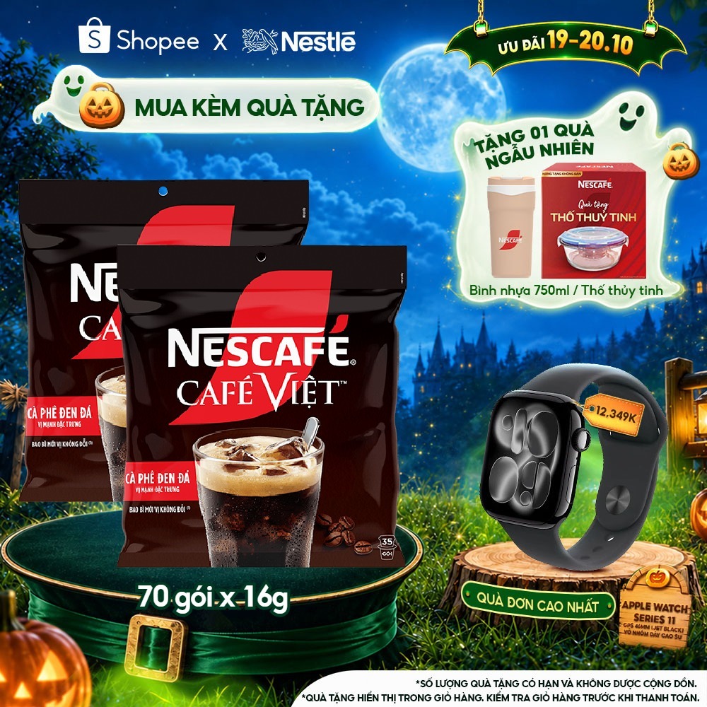 Combo 2 Bịch Cà phê đen Hòa tan NESCAFÉ CAFE VIỆT Vị Mạnh đặc trưng (Túi 35 gói x 16g)