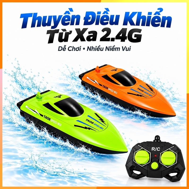 Moontoy Đồ Chơi Tàu Cao Tốc Điều Khiển Từ Xa 2.4G Cho Bé Trai - Chạy Được Dưới Nước