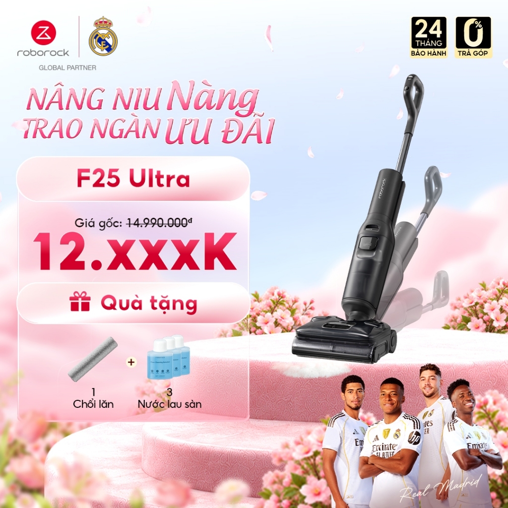 Roborock F25 Ultra máy hút bụi lau nhà hơi nước nóng | Lực hút 22000pa | Bảo hành 24 tháng