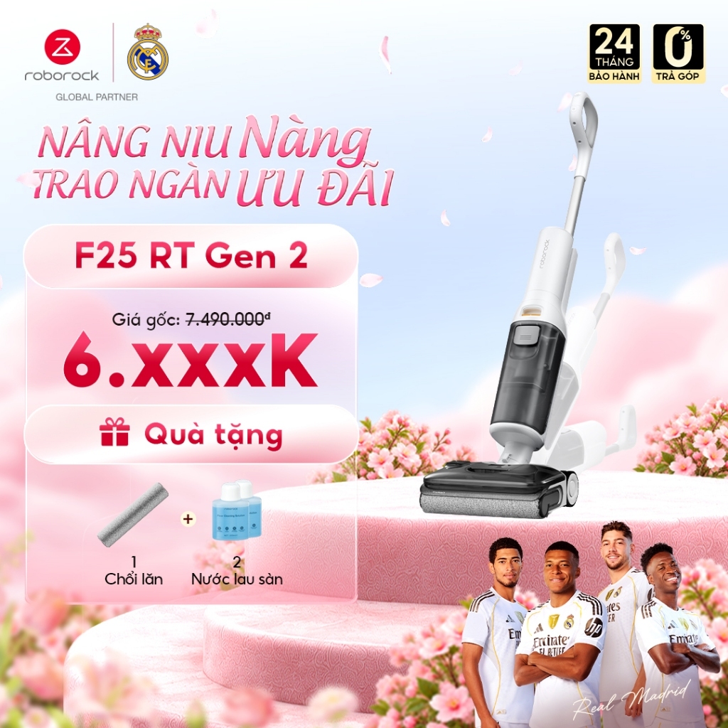 Roborock F25 RT Gen 2 máy hút bụi lau nhà cầm tay không dây | Lực hút 20.000Pa | Bảo hành 2 năm