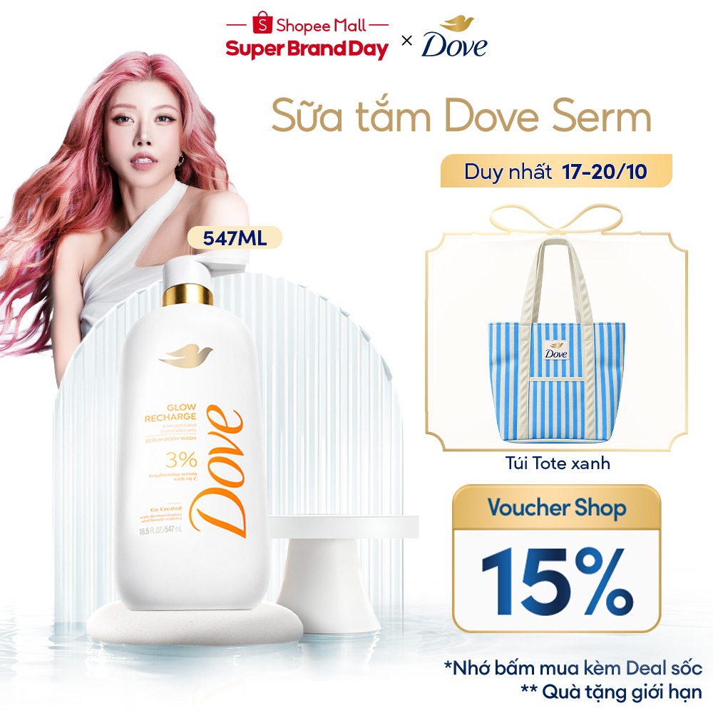 Dove sữa tắm Serum dưỡng da Sáng bóng | Ẩm mịn | Trông căng bóng 547ml
