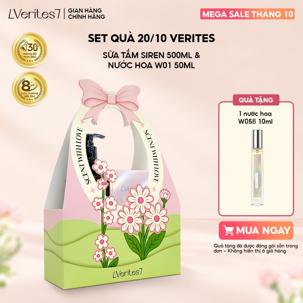 Set Quà 20/10 - Set Quà Tặng Nước Hoa VERITES EDP 30% & Sữa Tắm Hương Nước Hoa Ngọt Ngào Quyến Rũ
